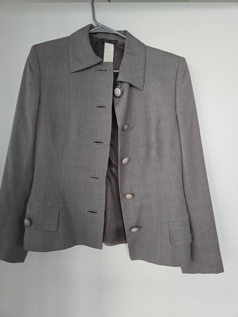 Classic Grey Plaid Women's Blazer